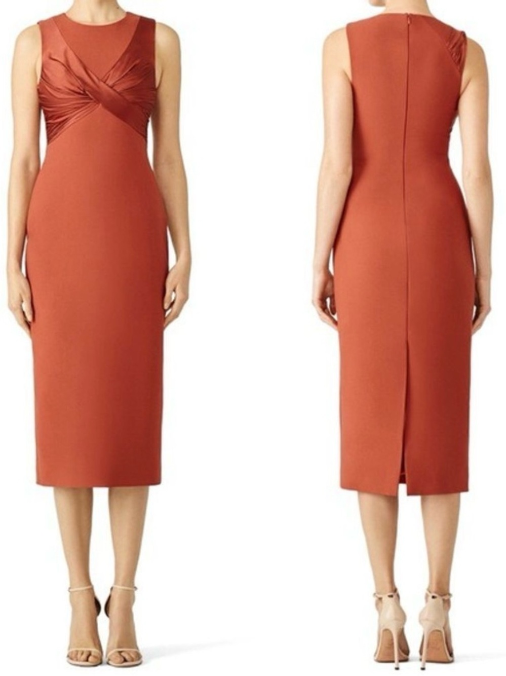 NWT Cinq a Sept Adelise Sheath Midi Dress Tobacco Size 0 MSRP $495